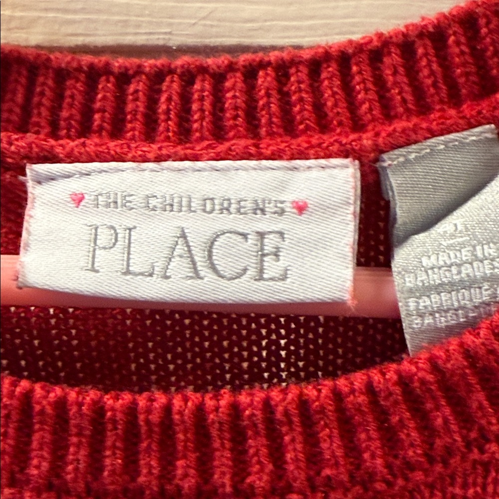The Children’s Place Festive Red Knit Dress with Snowman and Tree Design - Picture 3 of 8